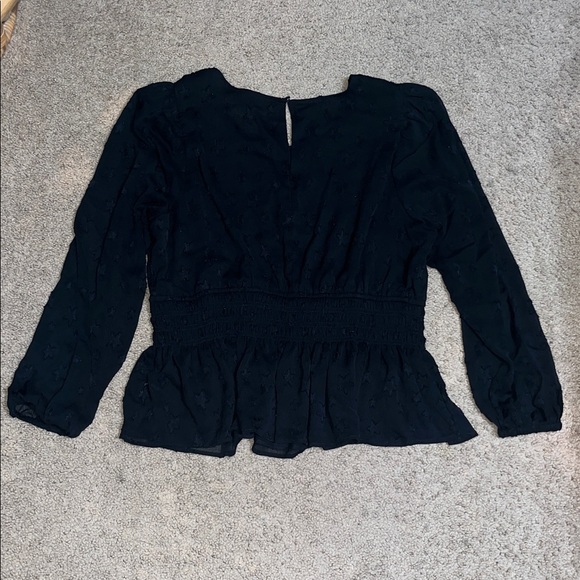 Torrid Sheer Stars Smocked Waist Crinkle Chiffon Sheer Puff Sleeve Black 2X - Picture 7 of 10